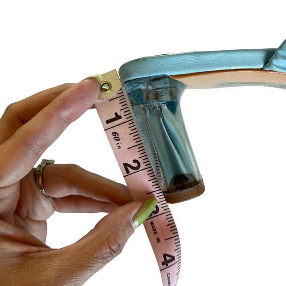 Schutz Ariella Blue and Clear Acrylic Mid Sandals Size 8.5 - Picture 8 of 8